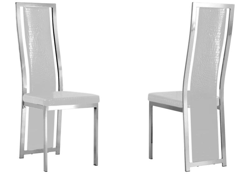 Table marbre blanc et 6 chaises croco argent – Jessy