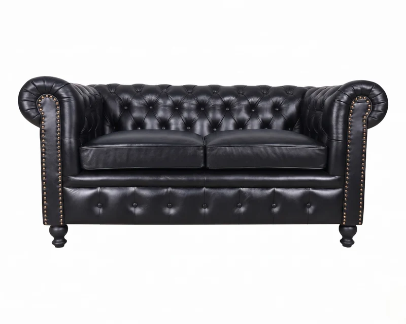 Canapé Cuir Chesterfield 2 places Noir