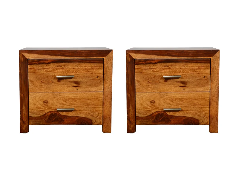 2 tables de nuit Jamba 2 tiroirs brun