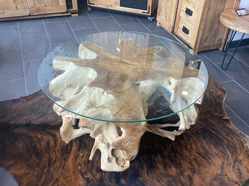 Table basse racine teck Ø 40" NATURE