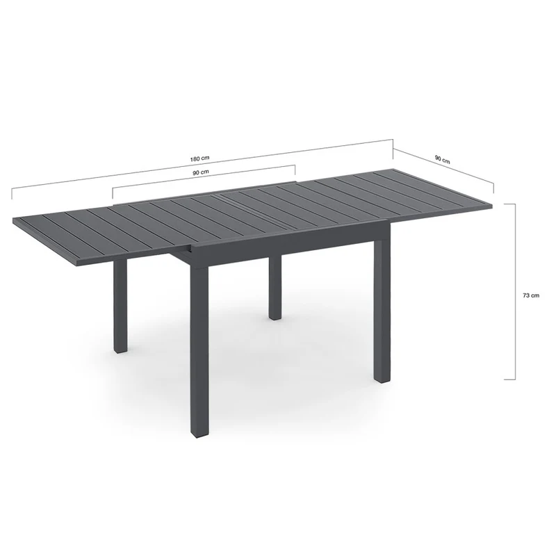Ensemble repas extensible 8 places en polywood gris
