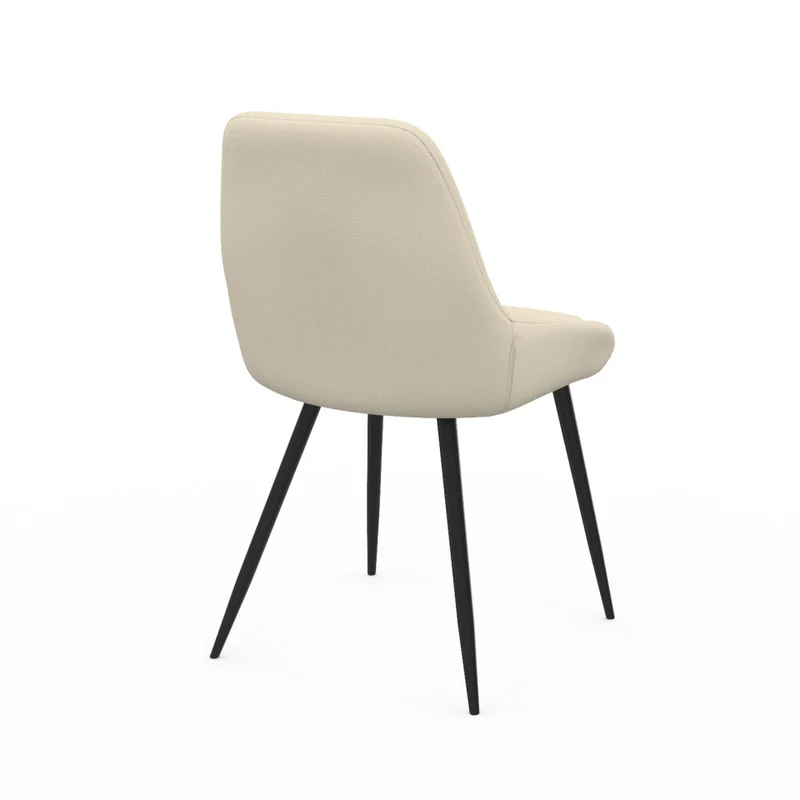 Chaises Ornella assise tissu beige et pieds métal noirs - lot de 6