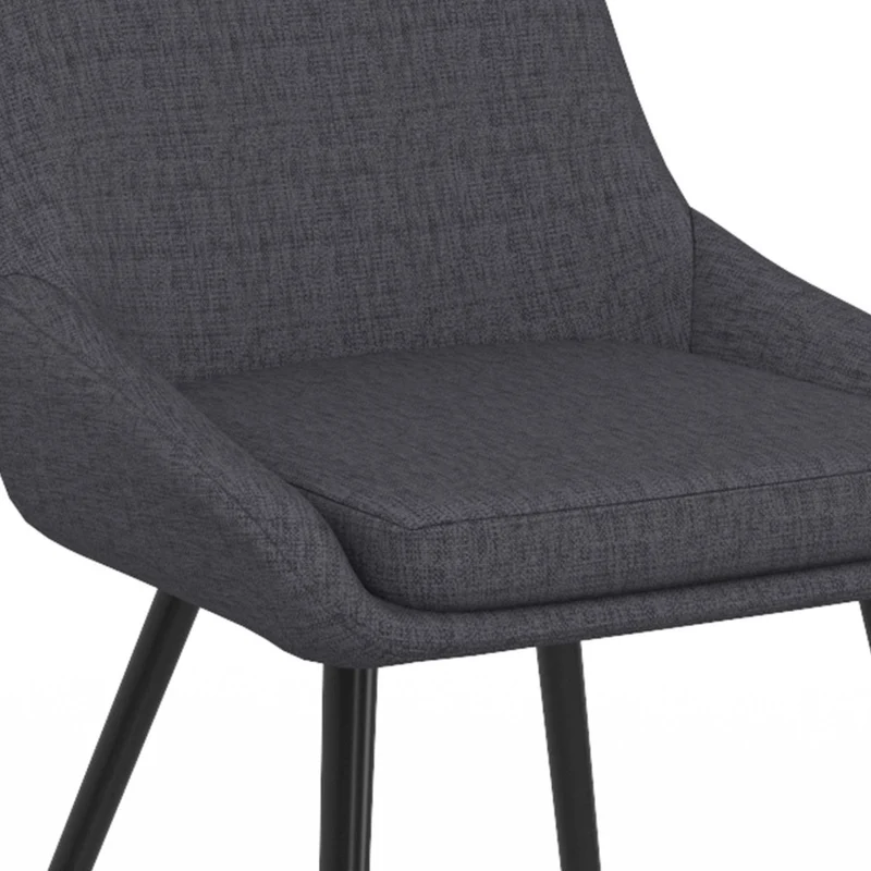 Chaises Ornella assise tissu gris foncé et pieds métal noirs - lot de 4
