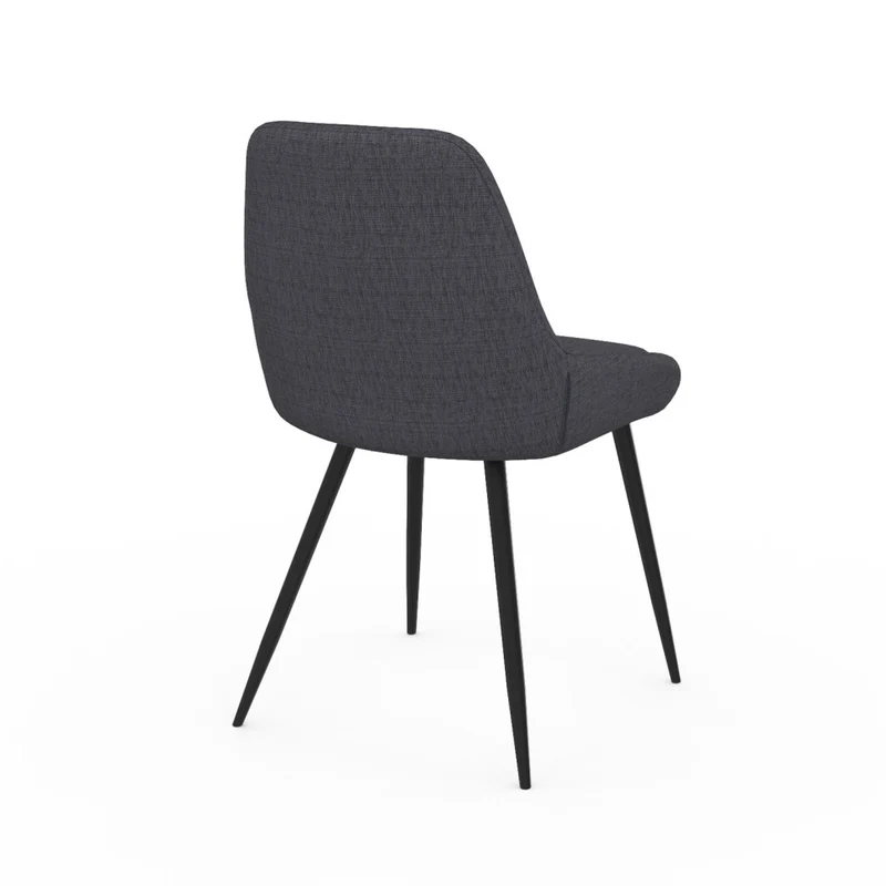 Chaises Ornella assise tissu gris foncé et pieds métal noirs - lot de 4