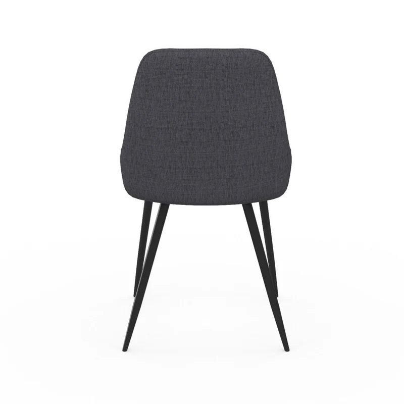 Chaises Ornella assise tissu gris foncé et pieds métal noirs - lot de 4