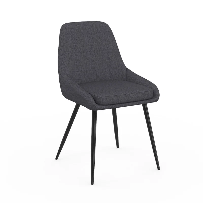 Chaises Ornella assise tissu gris foncé et pieds métal noirs - lot de 4