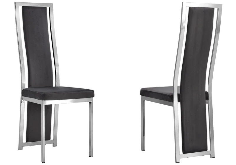 Table marbre blanc et 6 chaises velours argent – Jessy