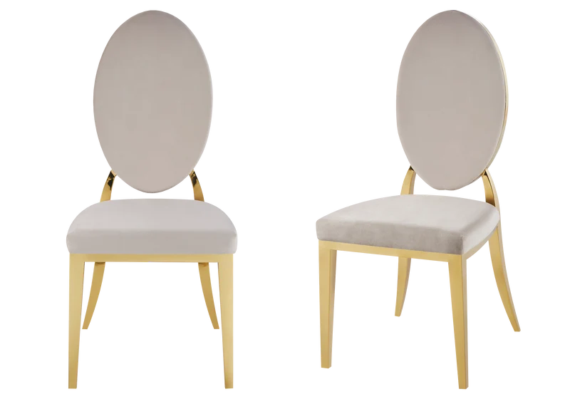 Chaises médaillon velours taupe doré - Neo x4