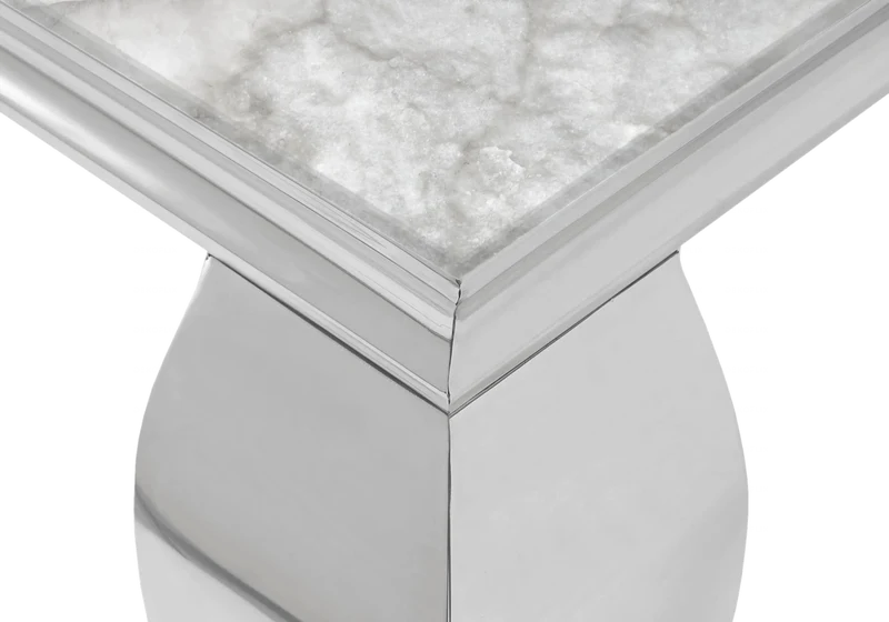 Console d'entrée design marbre beige argent - Neo