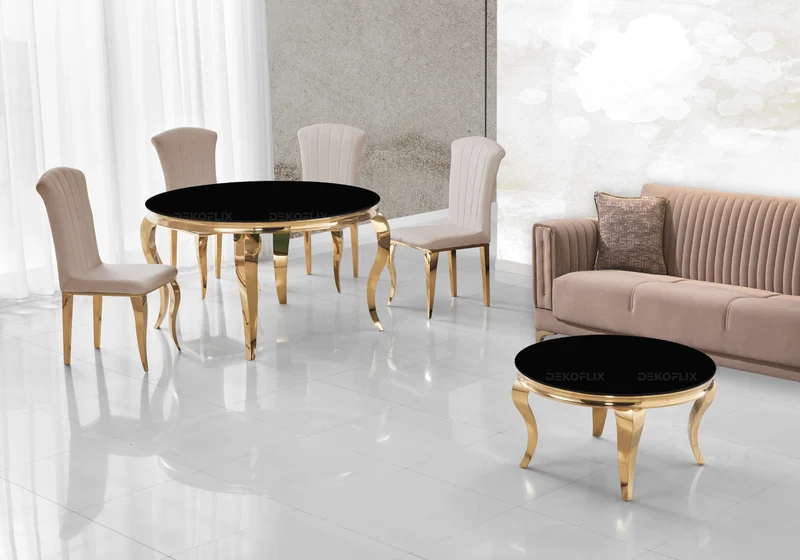 Chaises en velours taupe et pieds or - Nova x6