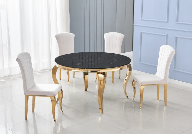 Chaises en velours écru et pieds or - Nova x6