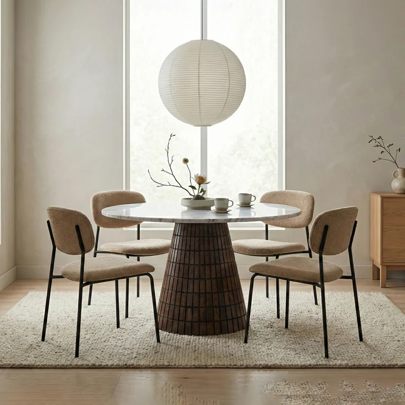 Table ronde 120x120 plateau marbre | Manguier Milan