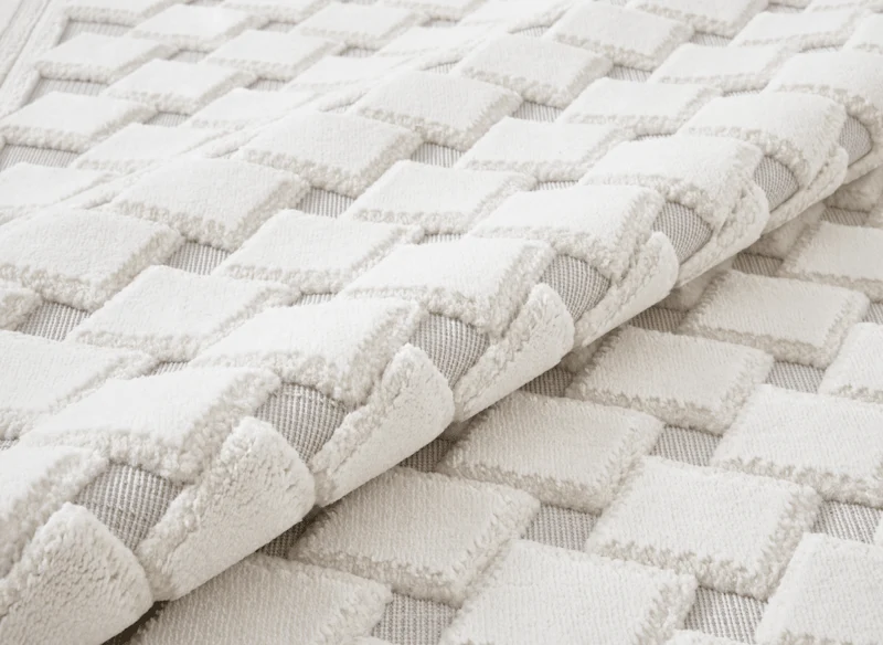 Tapis blanc écru effet moulure parisienne 154 x 230 cm LERIS