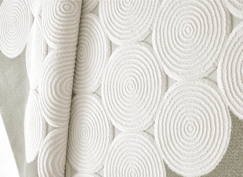 Tapis à motifs rond blanc écru 192 x 290 cm CLARA