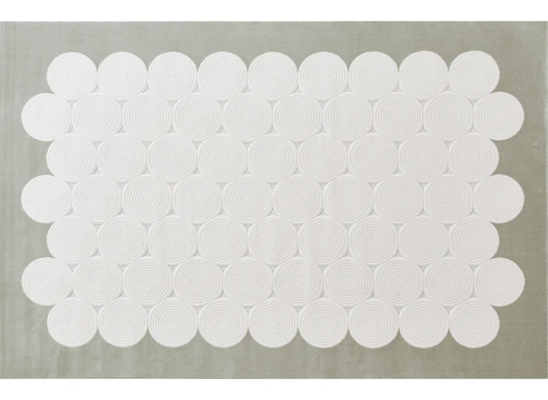 Tapis à motifs rond blanc écru 154 x 230 cm CLARA