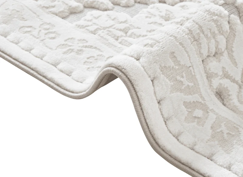 Tapis blanc écru effet moulure parisienne 192 x 290 cm CESAR