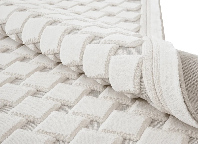 Tapis blanc écru à formes carrées 192 x 290 cm LERIS