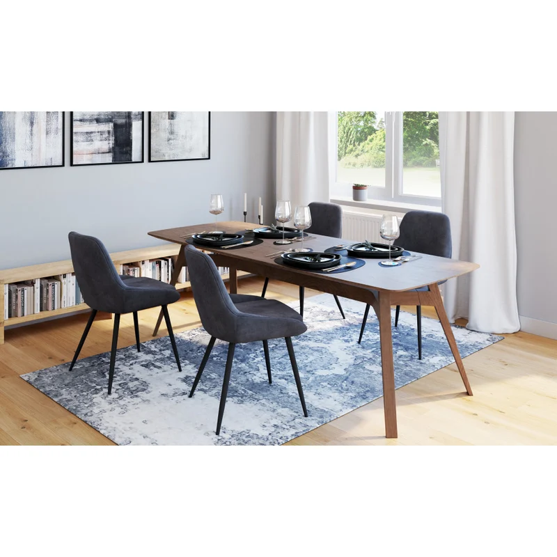 Chaises Olivia assise gris foncé pieds métal - lot de 4