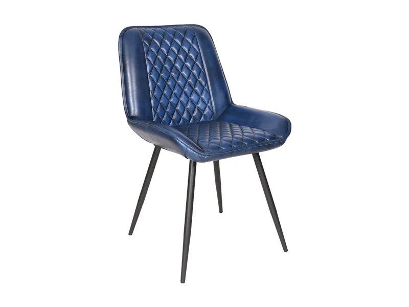Chaise Nessa cuir bleu marine