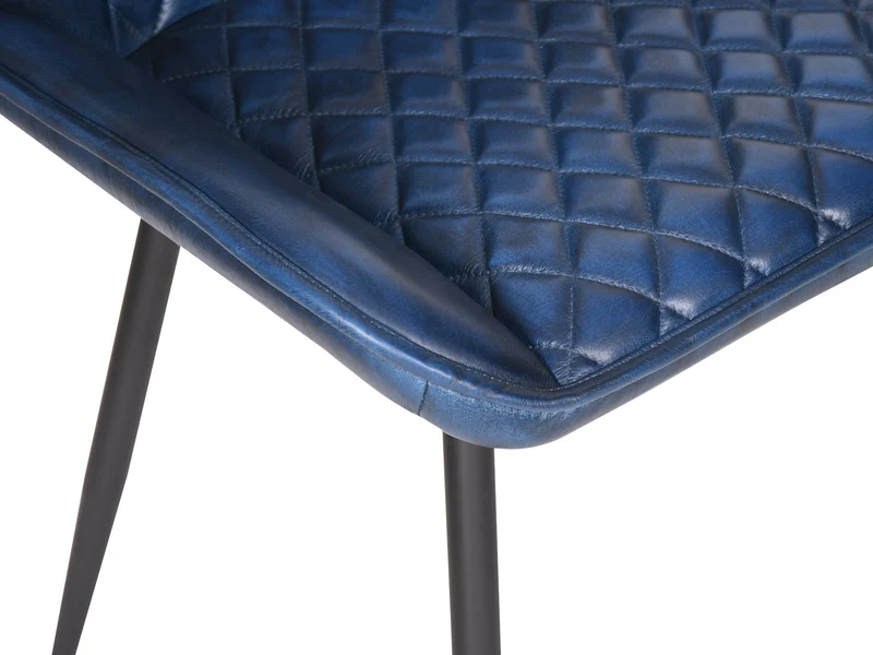 Chaise Nessa cuir bleu marine