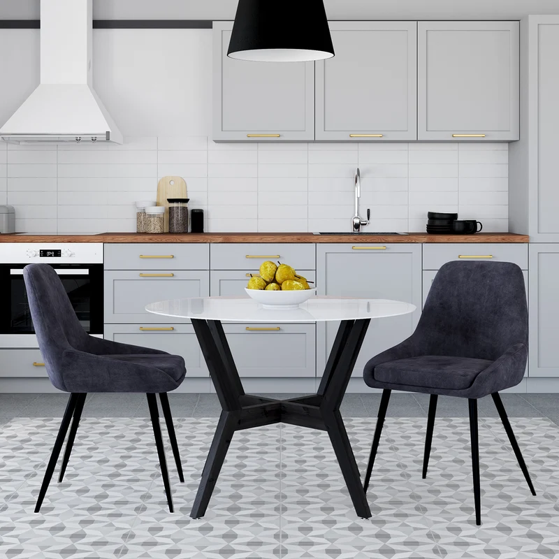 Chaises Olivia assise gris foncé pieds métal - lot de 2