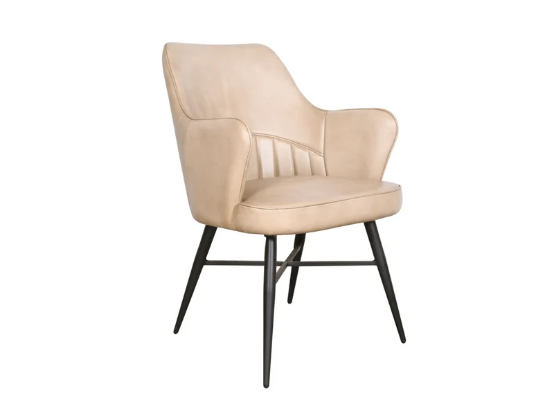 Chaise accoudoir Nina cuir moka