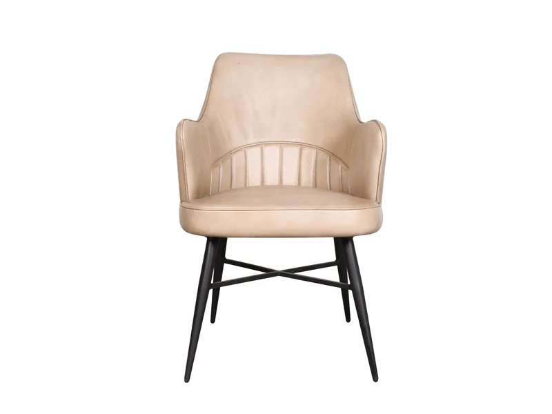 Chaise accoudoir Nina cuir moka