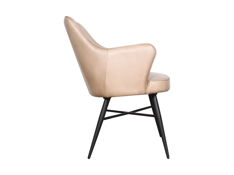 Chaise accoudoir Nina cuir moka