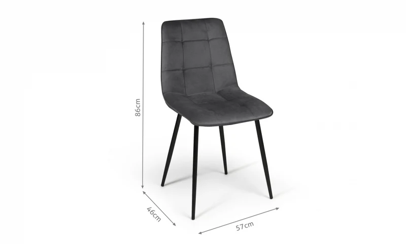 Chaises Linda en velours mix de couleurs : 2x bleu, 1x gris clair, 2x gris foncé et 1x jaune - lot de 6
