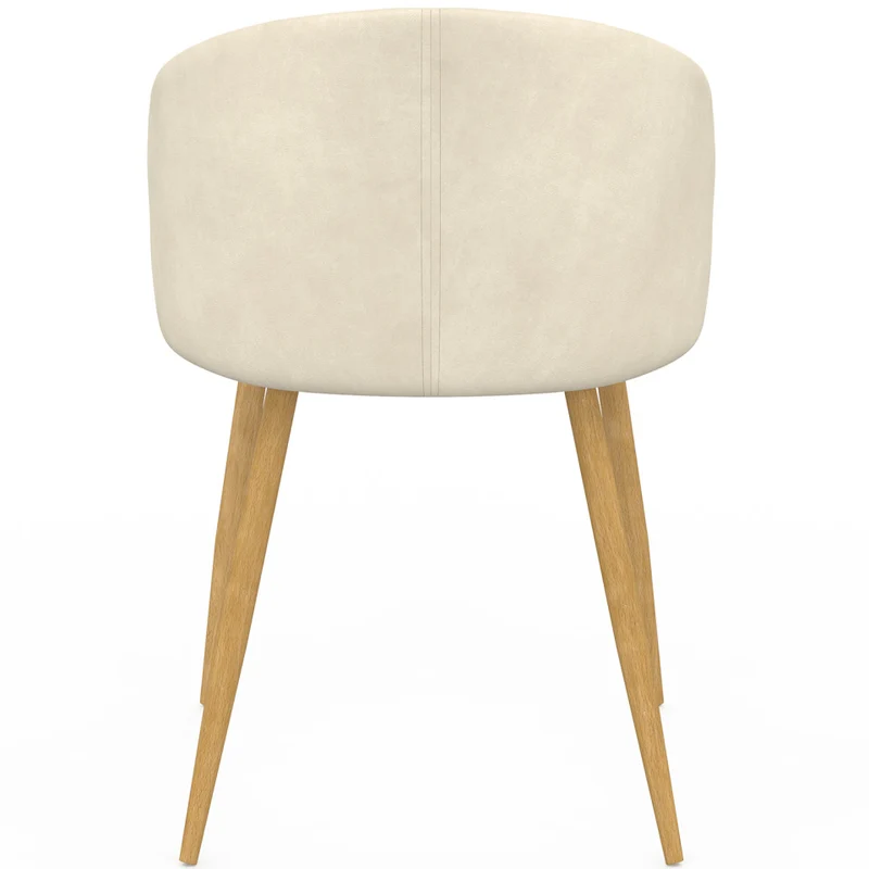 Chaises Léona velours crème et pieds métal bois - lot de 4