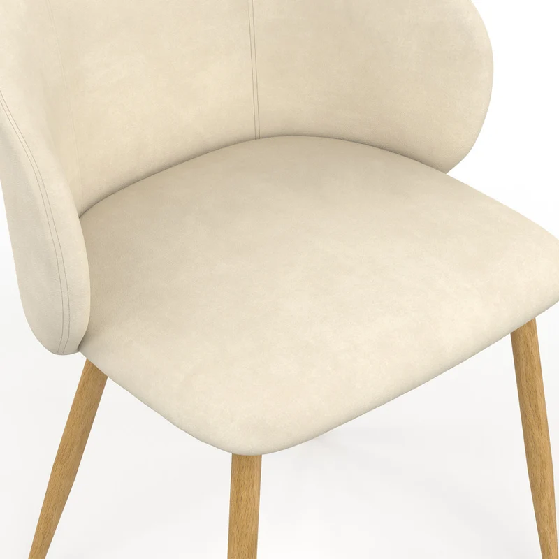 Chaises Léona velours crème et pieds métal bois - lot de 2