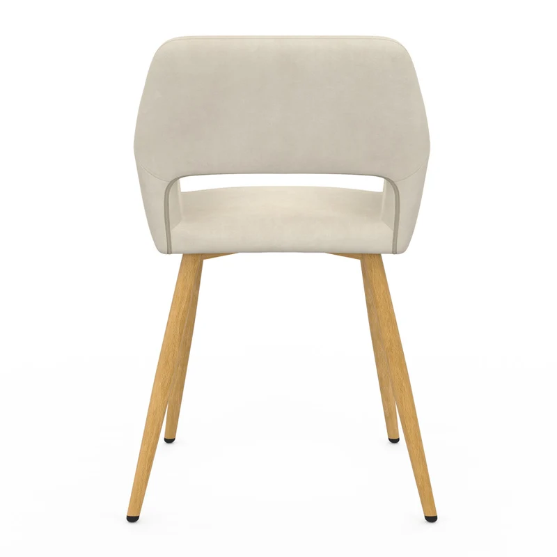 Chaises Heidi velours beige pieds bois - lot de 2