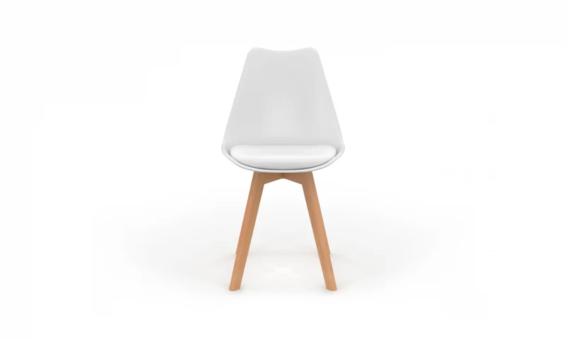 Chaises Nordia assise blanche et pieds bois - lot de 4