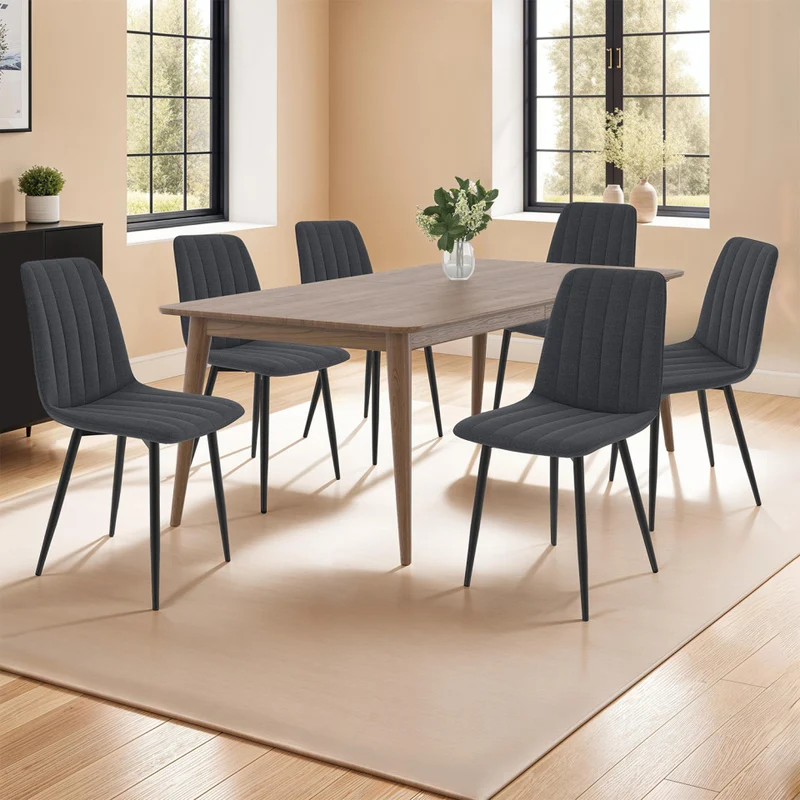 Chaises Fiona en velours gris foncé - lot de 6
