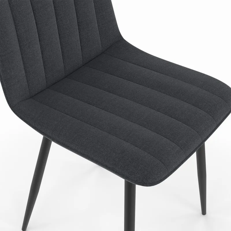 Chaises Fiona en velours gris foncé - lot de 6
