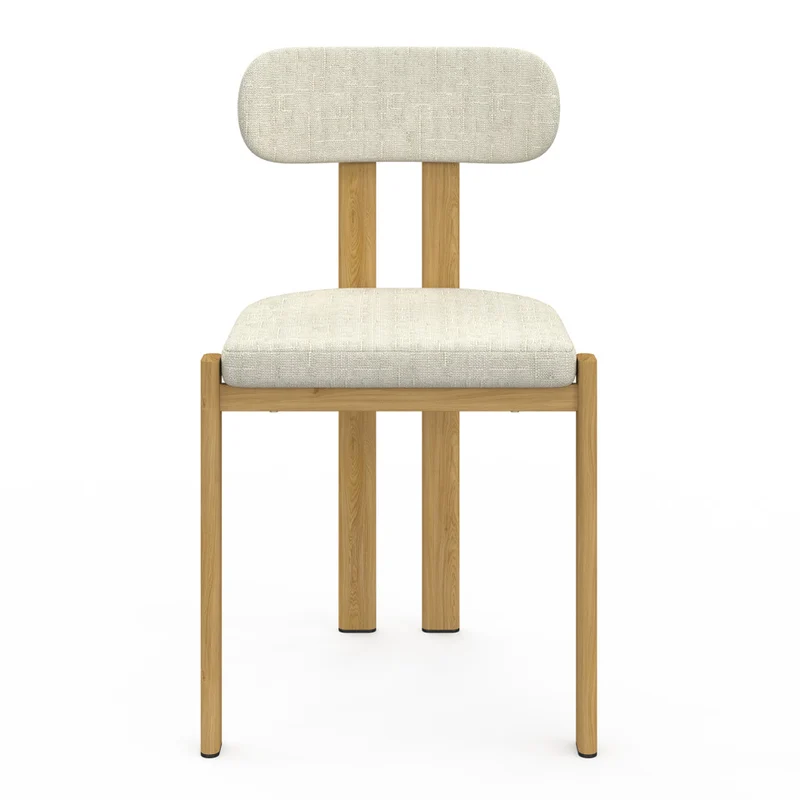 Chaises Elsa en tissu beige et pieds métal - lot de 2
