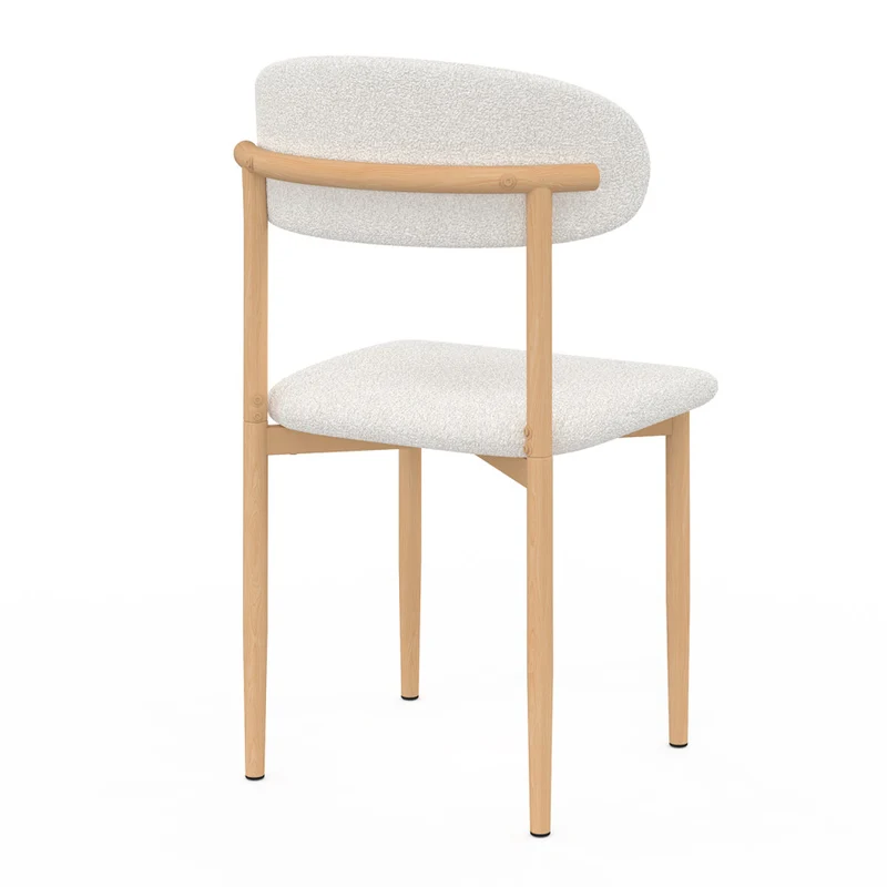 Chaises Callisto bouclette et pieds effet hêtre - lot de 6