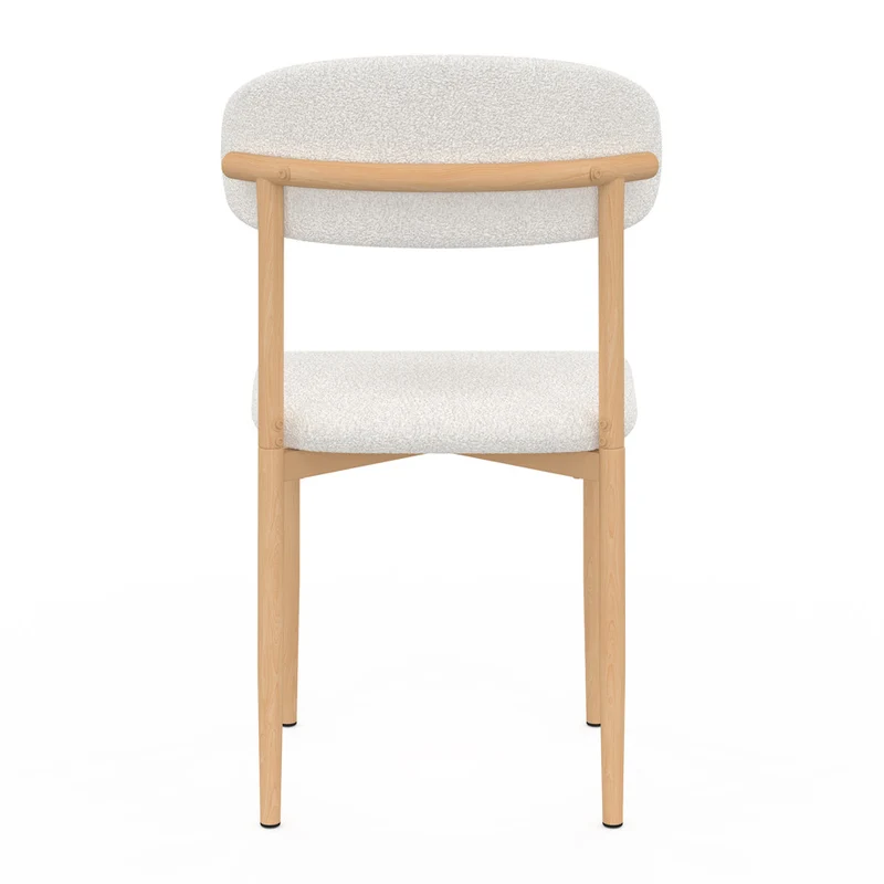Chaises Callisto bouclette et pieds effet hêtre - lot de 6