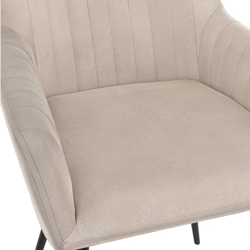 Chaises avec accoudoirs Ariana en velours taupe et pieds métal - lot de 2