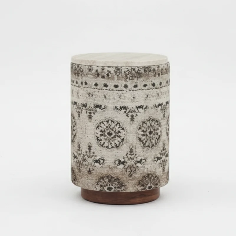 Table d'appoint avec tissu motif floral, plateau marbre | Manara