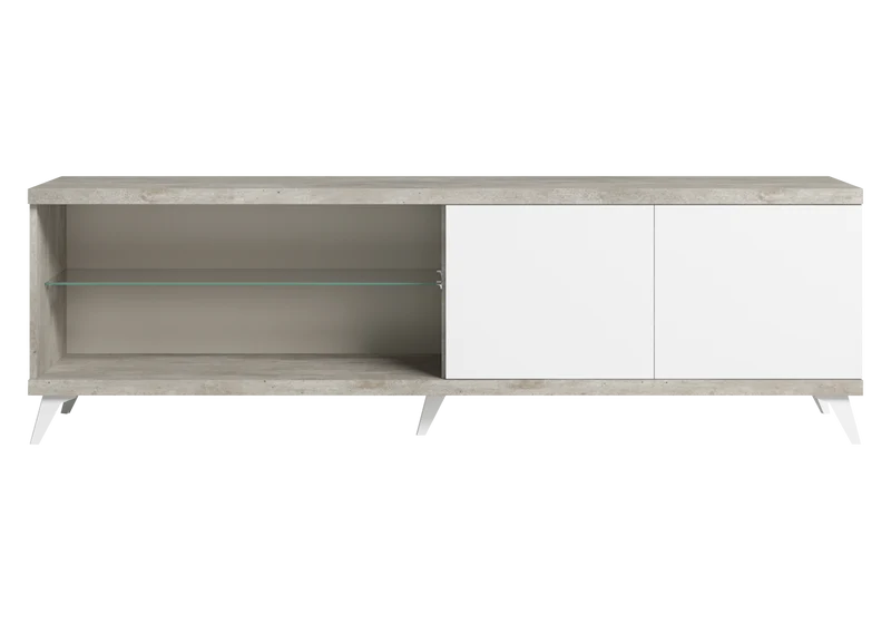 Meuble TV 200 cm et table basse blanc béton – Treviso