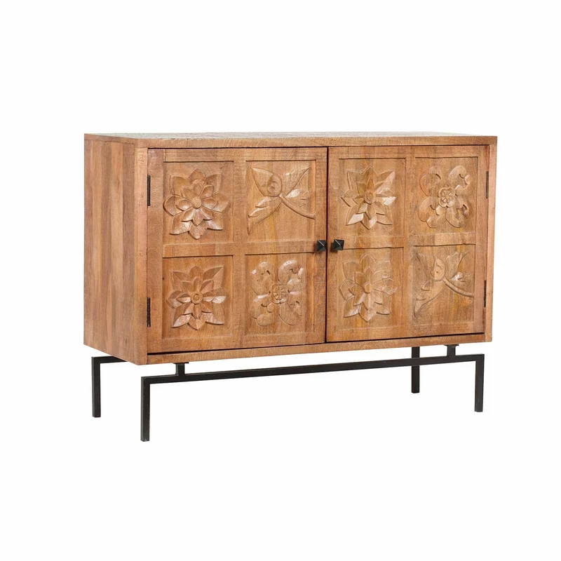 Buffet sculpté 2 portes en bois massif manguier - Sculture