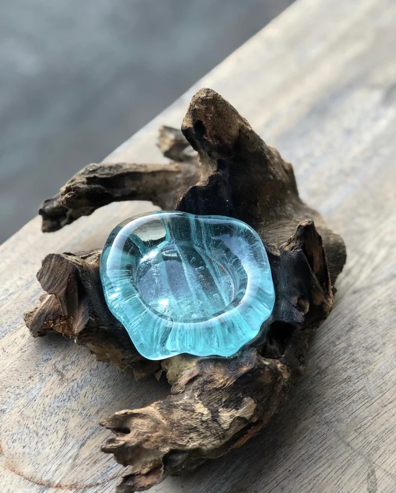 Bougeoire en verre soufflé