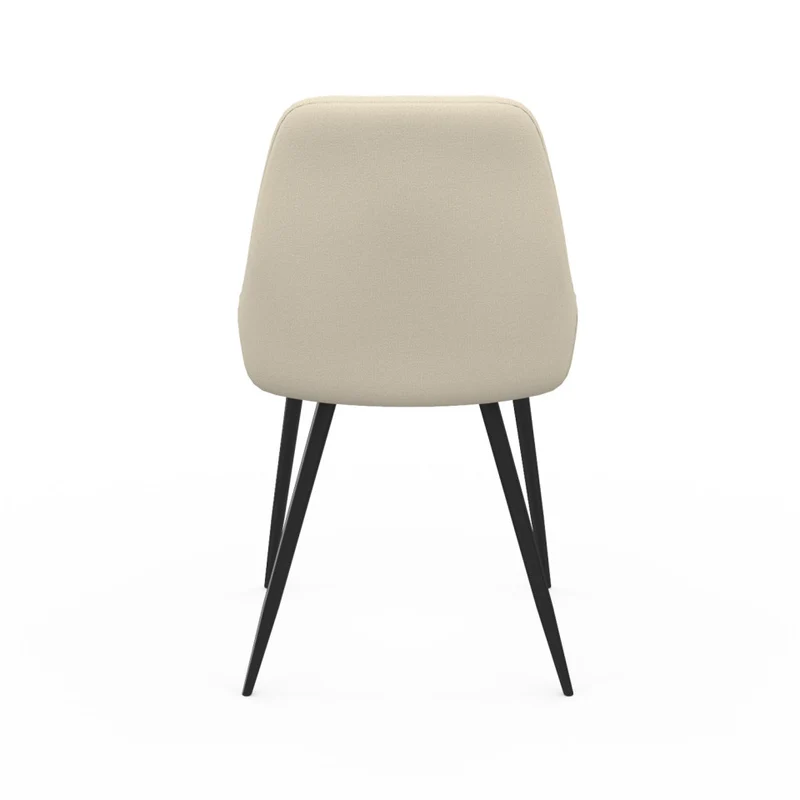 Chaises Ornella assise tissu beige et pieds métal noirs - lot de 2