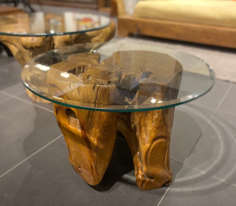 Table d'appoint avec vitre 24'' NATURE