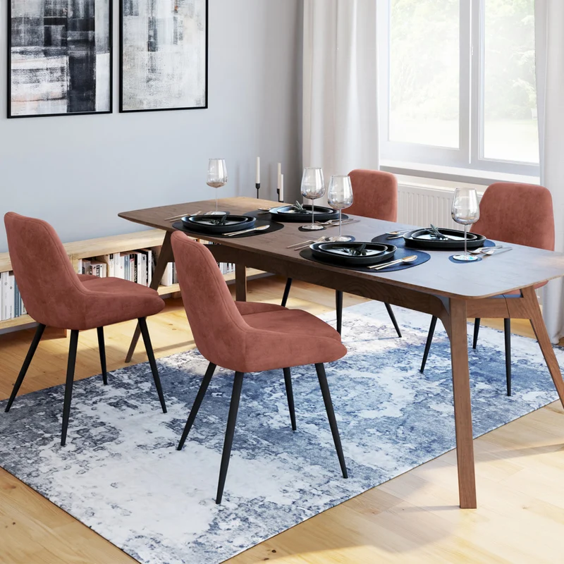 Chaises Olivia assise terracotta pieds métal - lot de 4