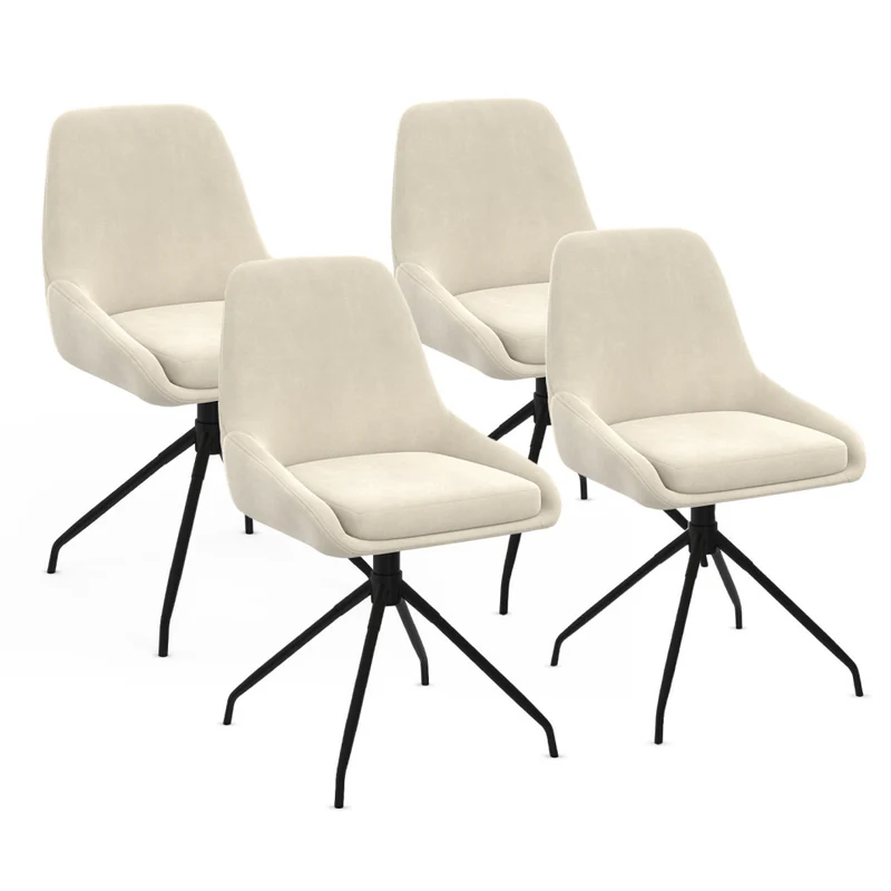 Chaises Olivia assise pivotante crème pieds métal - lot de 4