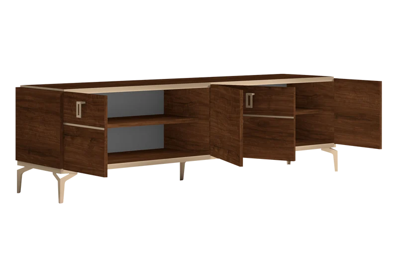 Meuble TV 195 cm avec vitrines – Eva