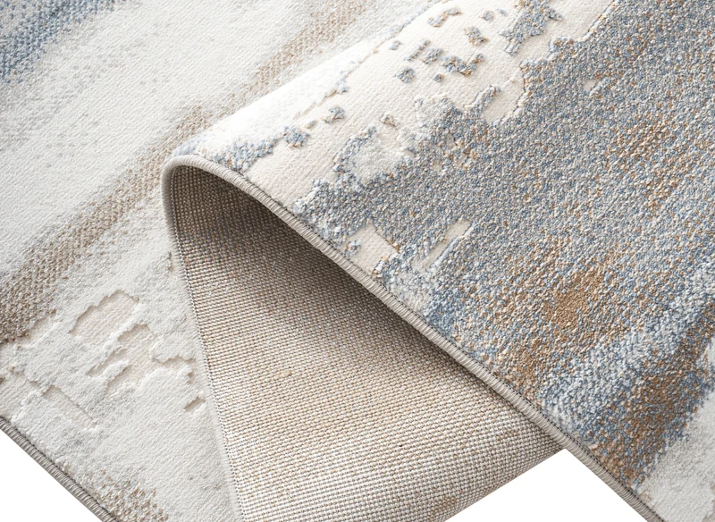 Tapis beige et bleu à motifs graphiques 200 x 290 cm MOSCOU