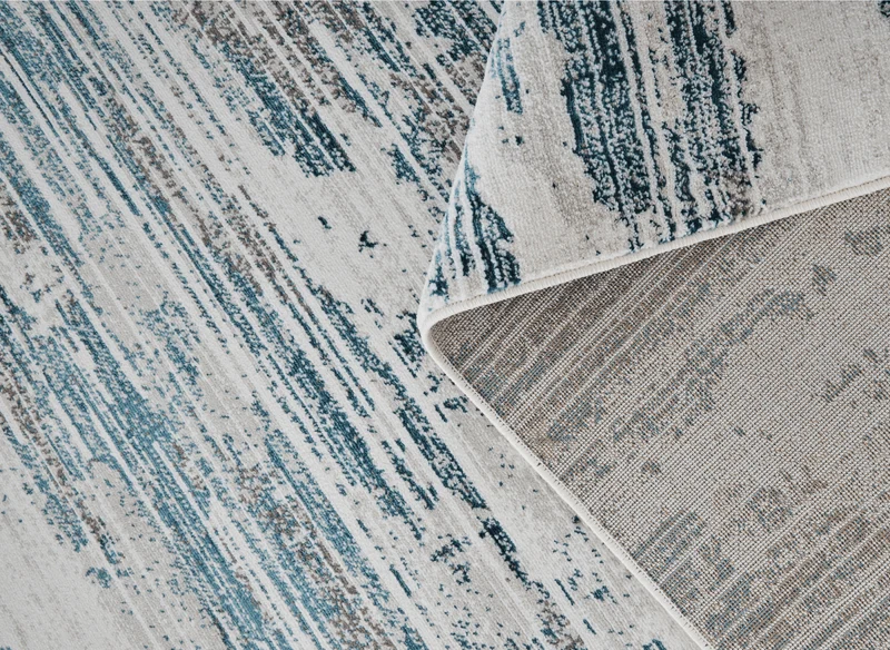 Tapis motif abstrait beige et bleu 160 x 230 cm AURORA